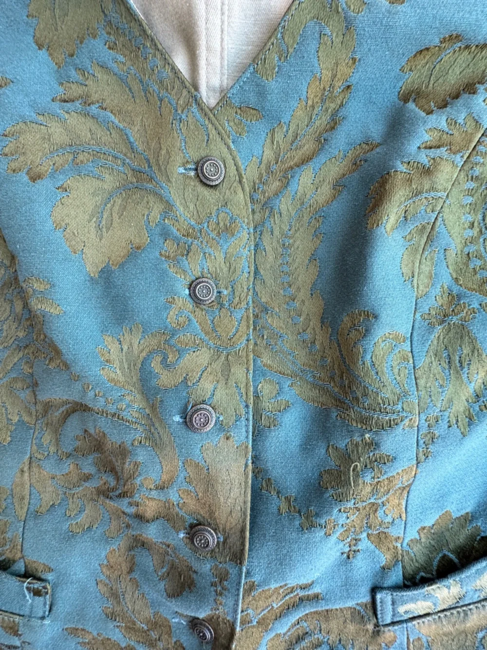 Vtg 90s Gap Floral Tapestry Vest Womens Medium Boho Hippie Artsy - Picture 4 of 5